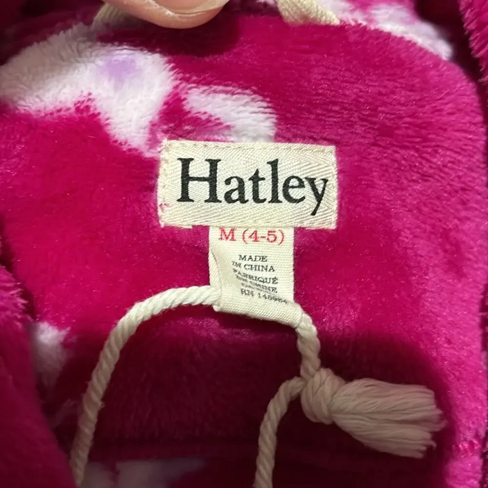 Hatley 4/5 hooded hot pink robe unicorn pegusus like new w/ pockets